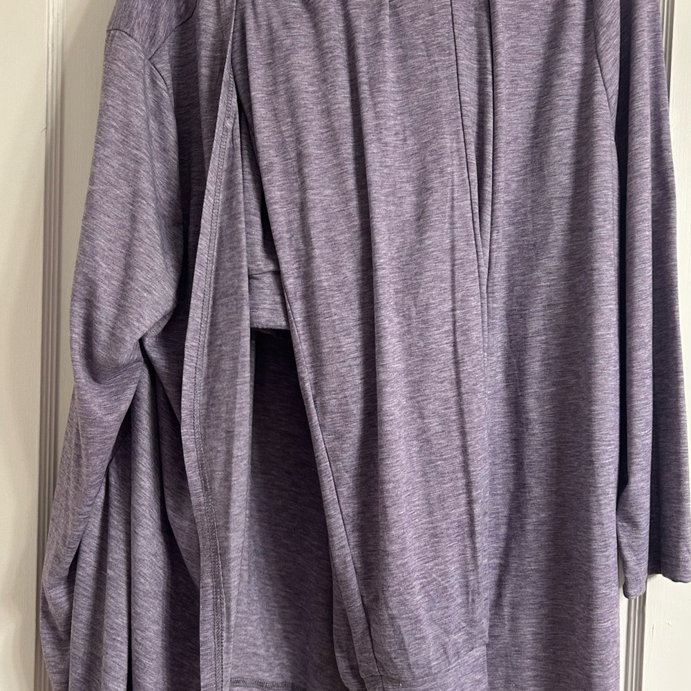 Purple Long Sleeve Cardigan with purple leggings